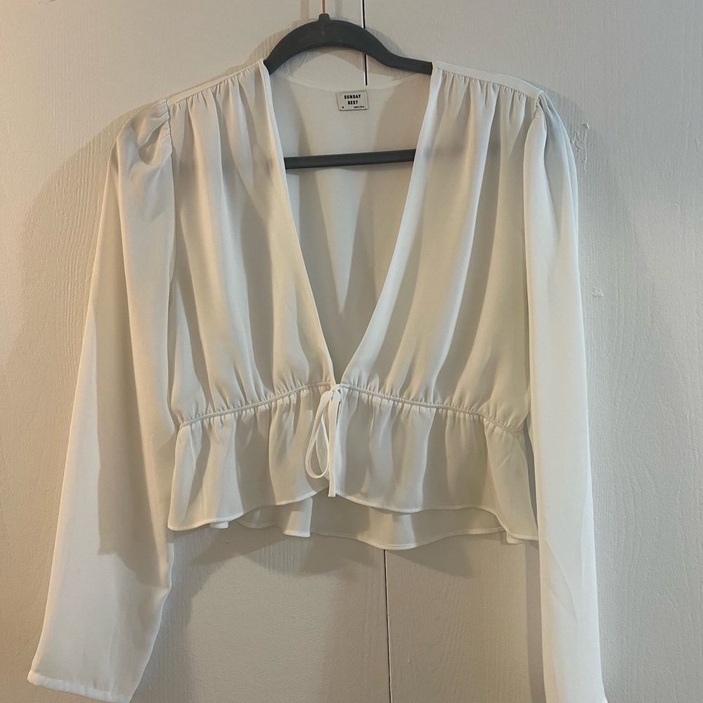 Sunday Best Cropped Tie-front Blouse
